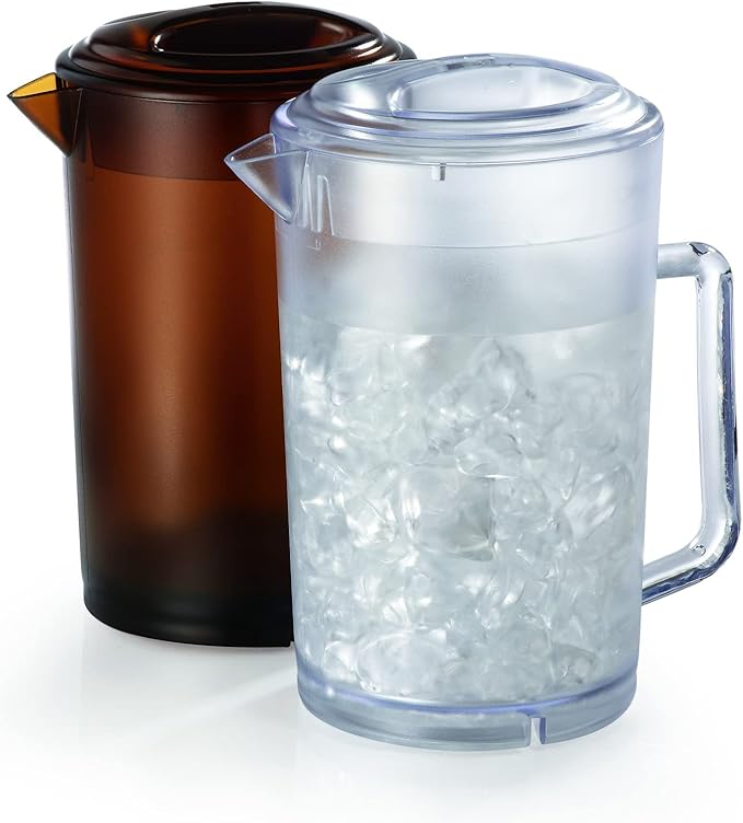 G.E.T. P-3064-1-CL-EC Heavy-Duty Shatterproof Plastic 2 Quart Pitcher with Lid, BPA Free (64 Ounce), Clear