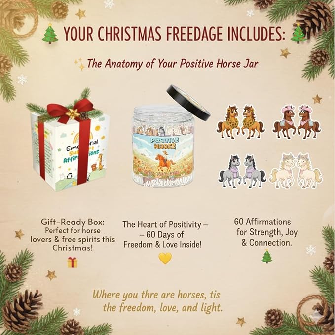 Positive Horse Jar with 60 Affirmation Cards, Horse Gifts For Teenage Girls Women Men, Horse Gift Ideas For Horse Lovers Women Men Girl, Gift For Horse Rider Trainer, Unique Gifts For Horse Lovers