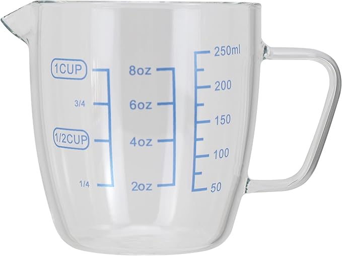 EIKS 9oz/250ml Glass Measuring Cups Coffee Milk Frothing Pitcher for for Espresso Cappuccino Latte Maker in Kitchen Restaurant