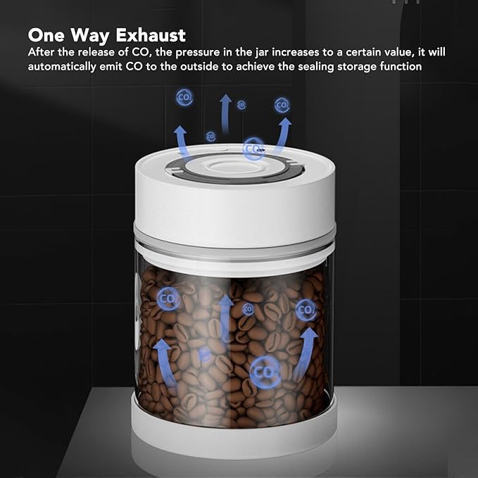 Electric Vacuum Canister, Vacuum Glass Storage Container Bean Nuts Storage Organizer for Coffee Tea Food Preservation (600ml)