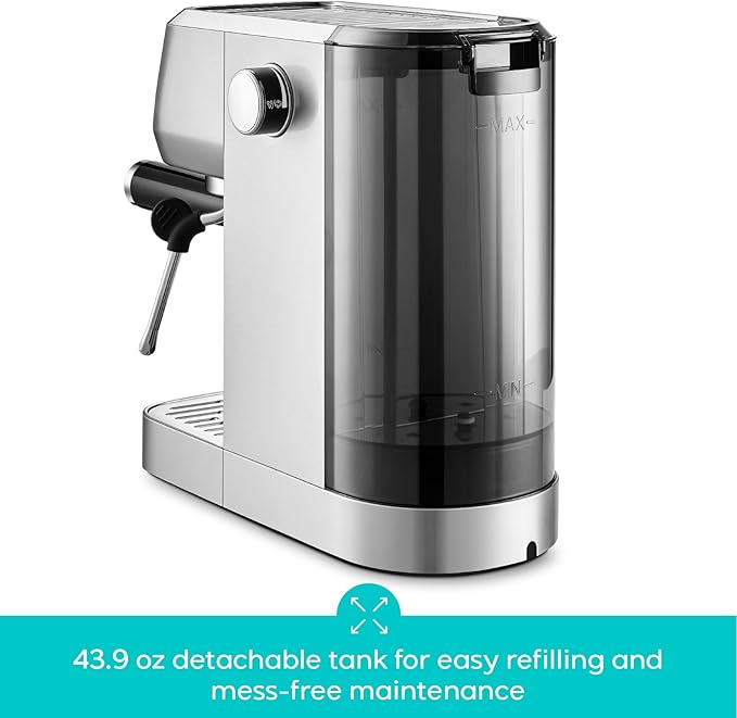 CASABREWS 3700 Essential Espresso Machine 20 Bar, Stainless Steel Cappuccino & Latte Machine with Steam Frother for Home, 43.9oz Water Tank, Coffee Gift for Women & Men, Silver