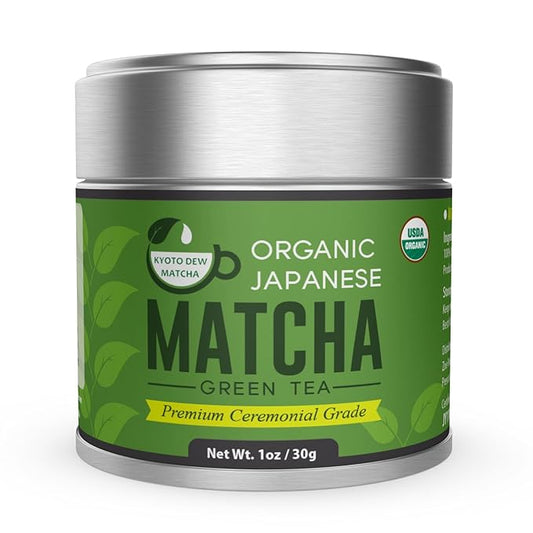Kyoto Dew Matcha - Ceremonial Blend – Authentic Japanese First Harvest - USDA & JAS Organic Ceremonial Grade Matcha Green Tea Powder from Uji, Kyoto (30g / 1oz)