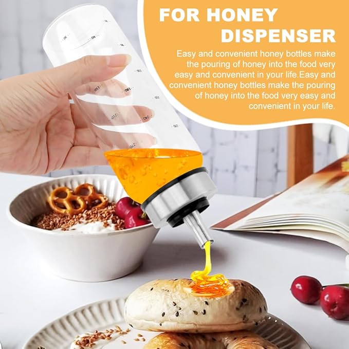 Loyanger Honey Dispenser No Drip, 10 OZ Honey Jar Maple Syrup Dispenser, Glass Honey' Dispenser Pot for Coffee or Tea, Honey' Container(COLOR:2pcs)