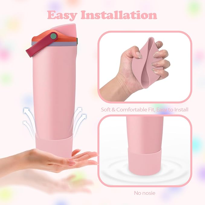 Silicone Boot for Owala 30oz & 40oz FreeSip Sway Bottles & Tumblers - Non-Slip, Scratch-Resistant, Stability Enhancer, Available in 12 Colors (Sugar High Pink)