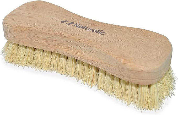 All-Natural Wooden Scrub Brush Set | Eco-Friendly Cleaning Brush Set with Tampico Bristles | Floor Scrub Brush & Shower Scrubber for Bathroom, Tub, Kitchen & Carpet | Sustainable Set – Pack of 2