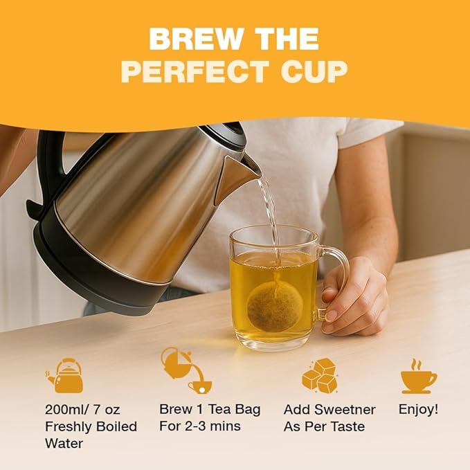 HANDPICK, Organic Turmeric Ginger Tea (100 Tea Bags) | Indian Origin | Caffeine Free, Gluten Free, Non-GMO | Savory & Spicy I Ecofriendly round tea bags
