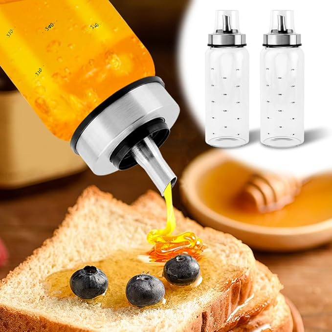 Loyanger Honey Dispenser No Drip, 10 OZ Honey Jar Maple Syrup Dispenser, Glass Honey' Dispenser Pot for Coffee or Tea, Honey' Container(COLOR:2pcs)