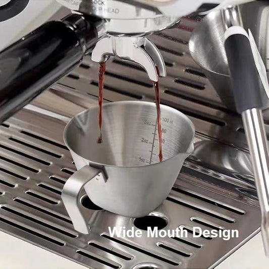 Espresso Measuring Cup, Expresso Shots Cup with Double Spouts, Stainless Steel Espresso Pouring Cup with 1 oz/ 1.5 oz/ 2 oz/ 2.5 oz/ 3 oz Marks - 2 Pack