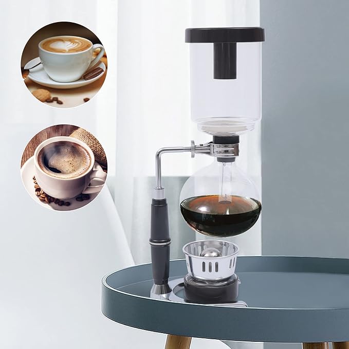 DYRABREST Siphon Syphon Coffee Maker, 5-Cup Coffee Syphon Tabletop Siphon (Syphon) Coffee Maker 500ml Borosilicate Tabletop Vacuum Coffee Maker for Home, Coffee Shops and Offices (500ml, Black)