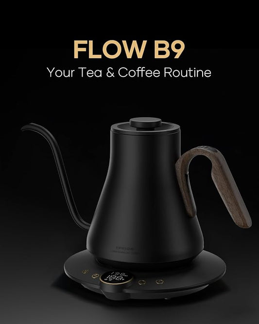 Cocinare Barista Collection Gooseneck Electric Kettle, ±1℉ Precise Temperature Control for Pour-Over Coffee & Tea, Quick Heating 1500W, Stainless Steel Interior, 0.9L (Goya Walnut)