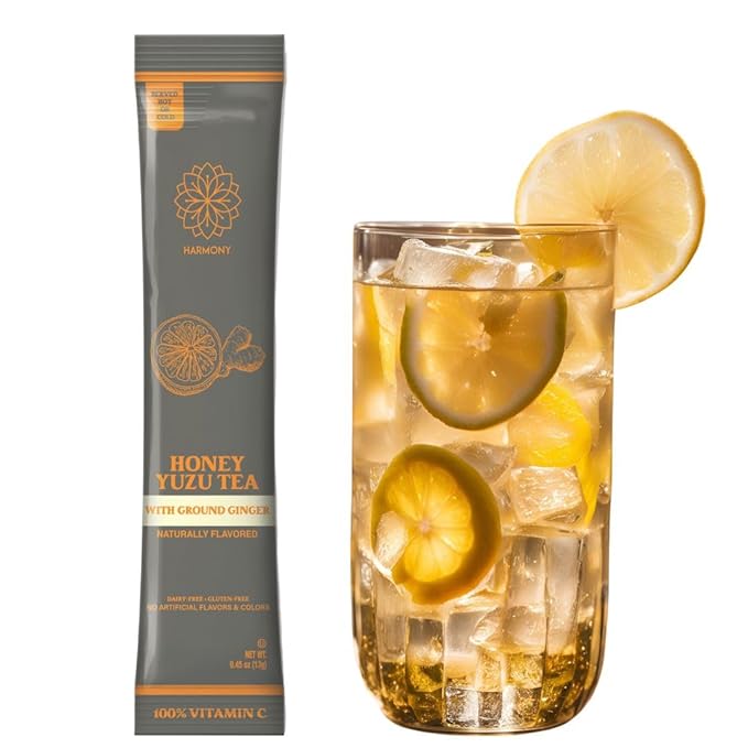 The Harmony Honey Yuzu (20 Sticks) Premium Black Tea, with Ground Ginger, Rich in Antioxidants, Vitamin C & L-Theanine, Sweetened with Real Honey, Enjoy Hot or Cold