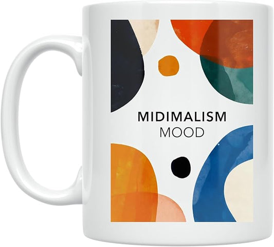 Coffee Lover Coffee Mug - MIDImalism Mood Design - 11 oz White Ceramic - Modern Minimalist Style
