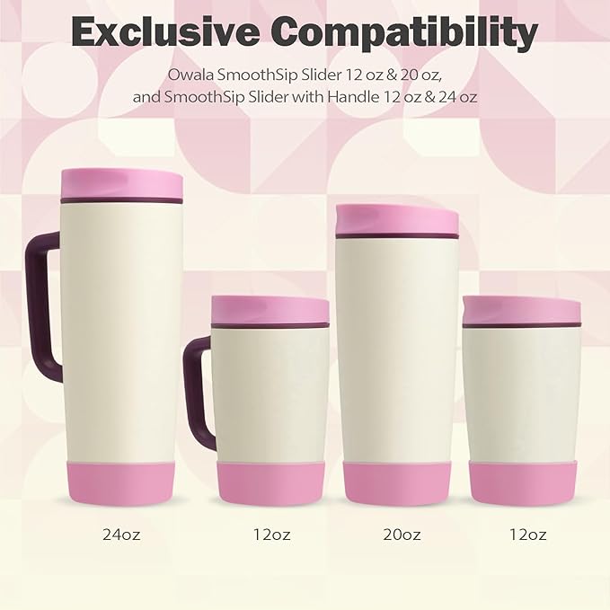 2pcs Silicone Boot for Owala SmoothSip Slider Coffee Tumbler 20oz 12oz, Anti-Slip Sleeve for Travel Coffee Mug, Protective Accessories for Owala BPA Free (Daybreak Pink)
