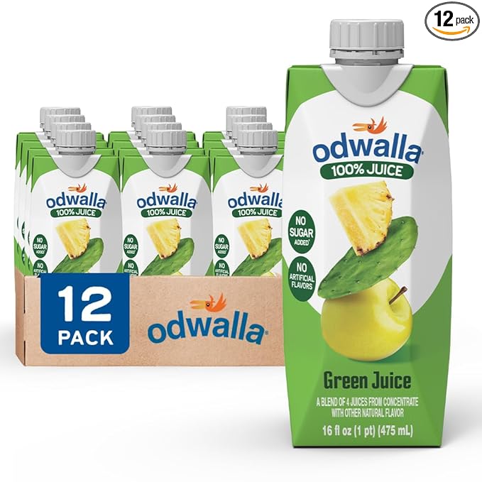 Odwalla Green Juice – Green Drink with Nopal Cactus, Apple, Orange & Pineapple – Natural Ingredients, No Added Sugar, No Preservatives, No Artificial Flavors - 16 oz (12 Pack)
