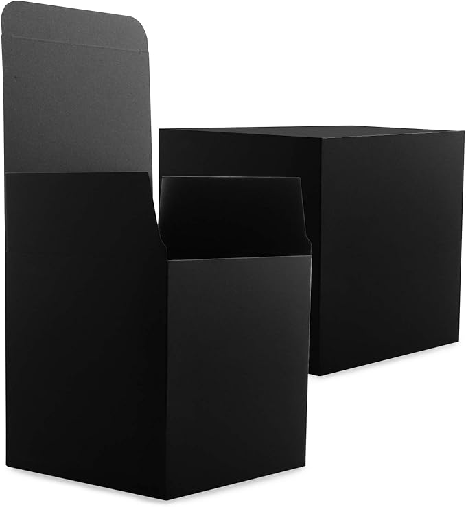 15 Pcs Black Gift Boxes, 6 x 6 x 6" Kraft Paper Cardboard Boxes - Perfect for Parties, Weddings, Birthdays, Christmas & Crafting