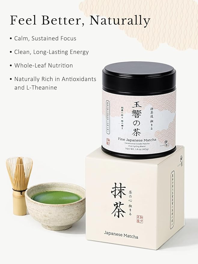 Authentic Japanese Matcha, First-Harvest Ceremonial Grade Matcha Green Tea Powder - Product of Japan, Traditionally Stone-Milled, from Uji, Kyoto (40g / 1.4oz)
