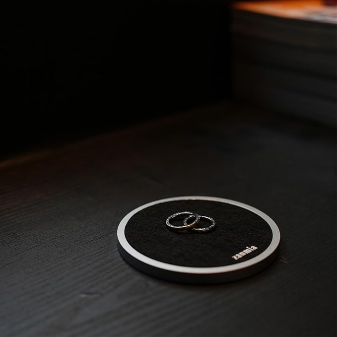 Absorbent Coasters with 1 Aluminum Base & 3 Felt Pads - 4 Inch, Replaceable Inserts, Non-Slip Metal Coaster for Hot/Cold Drinks, Home/Office/Bar Use (Carbon Black)