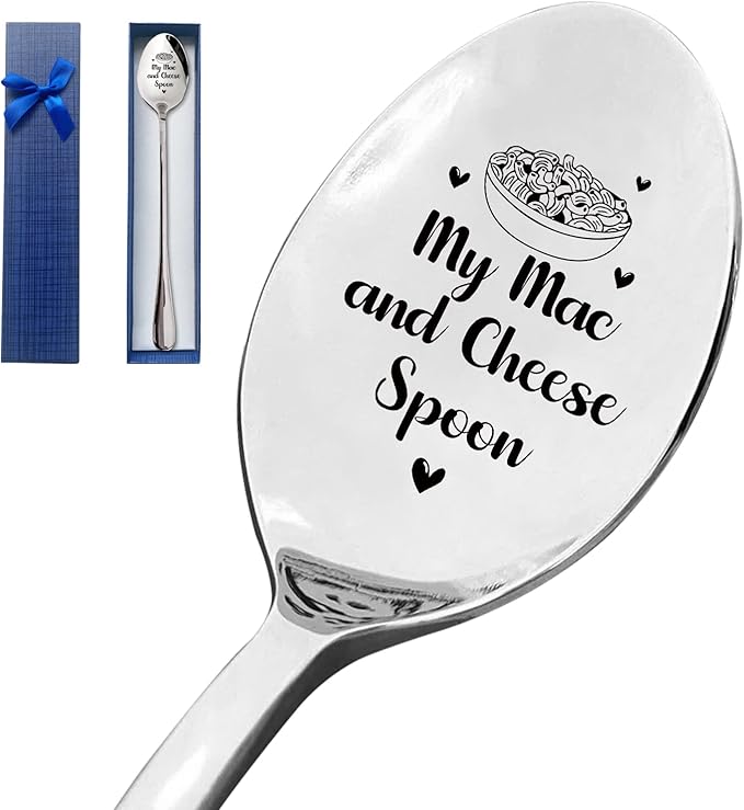 My Mac and Cheese Spoon Funny Engraved Stainless Steel Spoon,Best Coffee Tea Dessert Spoon Gift for Mac and Cheese Lovers Women, Men,Kid,Friends, Sister,Parents Birthday Christmas Gifts