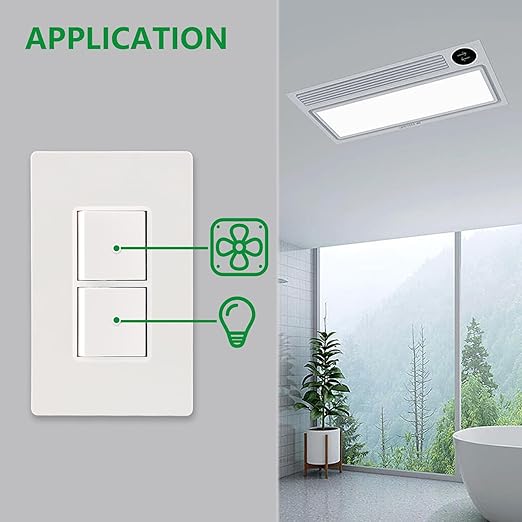 Wengart Double Rocker Combination Decorator Switch, 2-in-1 Space-Saving Wall Switch, 15A 120V, Screwless Wall Plate, Single Pole, UL Listed, White