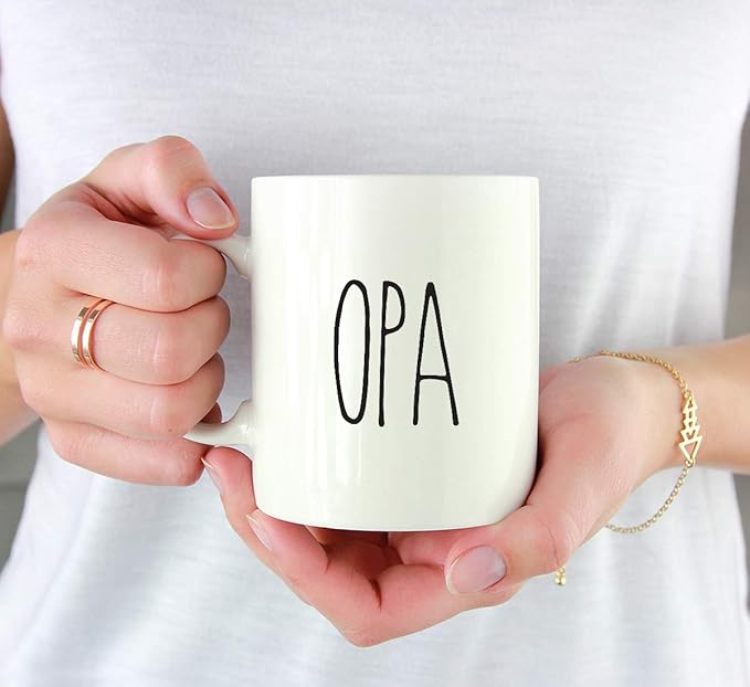 Andaz Press Simple Rustic Farmhouse Kitchen Decor 11oz. Ceramic Coffee Tea Mug Gift, Opa, 1-Pack, Birthday Christmas Gift Ideas for Family, Friends