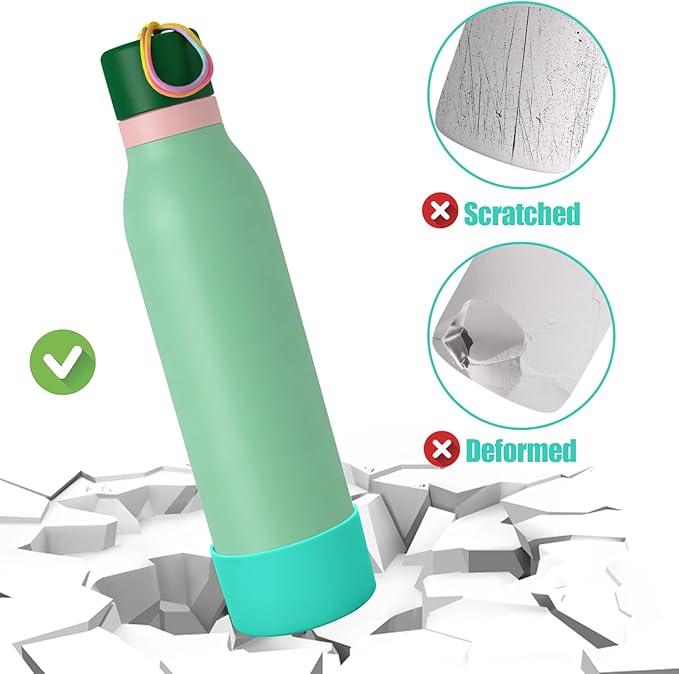 Mity rain 2PCS Silicone Boot for Owala FreeSip Twist Water Bottle, Anti-Slip, Noise-Reducing,Prevents Scratches(18oz Green)