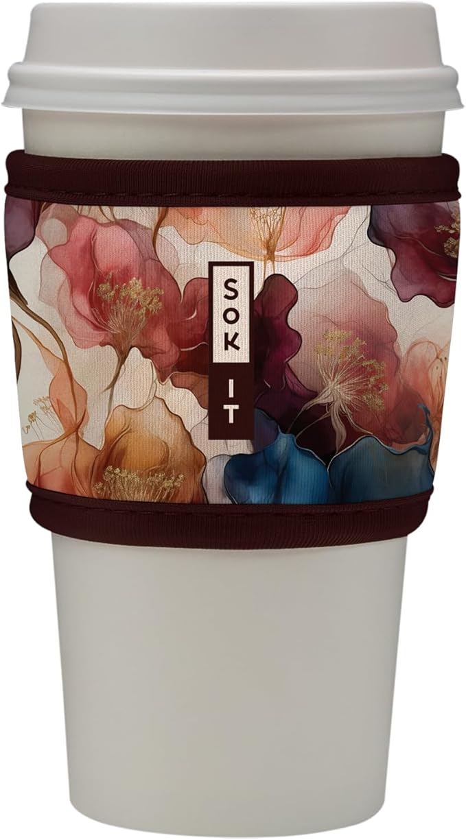 Sok It HotSok Coffee & Tea Reusable Insulated Neoprene Cup Sleeve (Watercolor Whisper)