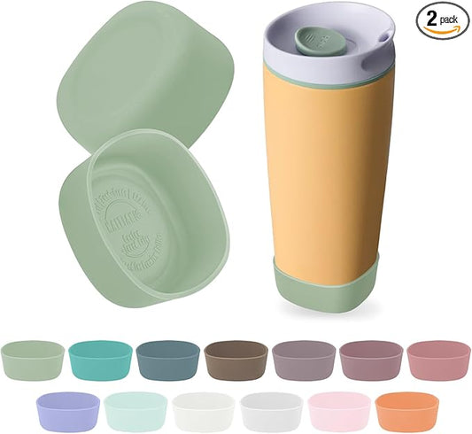 2pcs Silicone Boot for Owala SmoothSip Slider Coffee Tumbler 20oz 12oz, Anti-Slip Sleeve for Travel Coffee Mug, Protective Accessories for Owala BPA Free (Sage)