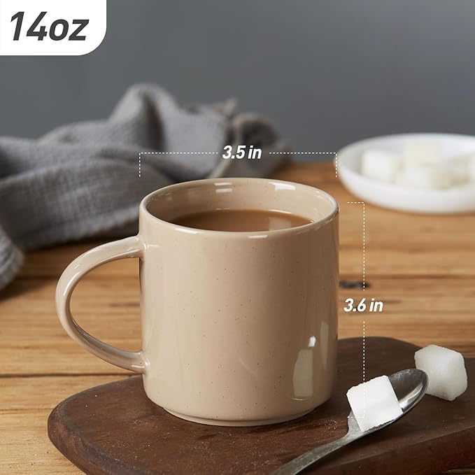 famiware Nebula 4 Pieces Coffee Mug, 14 oz Catering Mugs with Handle for Coffee, Tea, Cocoa, Milk, Cinnamon Brown