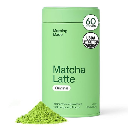 Morning Made Original Ceremonial Grade Matcha Powder | 10.6oz (300g) Resealable Tin | 60 Servings Premium Japanese Green Tea | Sweetened with Organic Sugar | Rich in Antioxidants & Energy Boosting