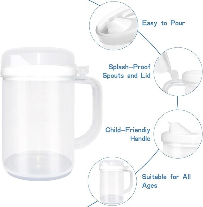 3 Pack Early Learning Kids Easy Pour Mini Pitchers,with Lid & Handle 22 Oz Clear Plastic Pitcher for Lemonade Milk Cold Drink Home Daily Party