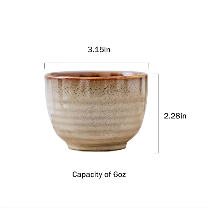 Lxuwbd Japanese Style Ceramic Tea Set, Tea Cup, Coffee Cup, Yerba Mate Set, Ceramic Mate Cup Set of 4 (5 colors)
