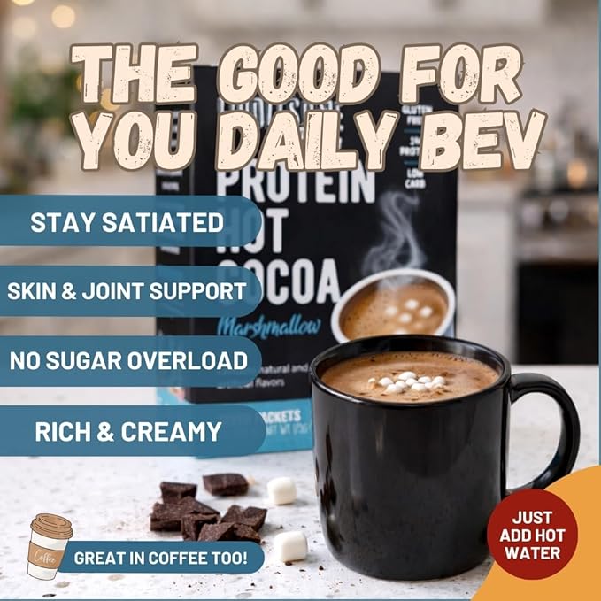Protein Hot Chocolate, Keto Hot Chocolate Mix, Low Carb Hot Cocoa, 15g Protein, 2g Net Carbs, Low in Sugar, Instant Hot Coco, 7 Individual Macro-Controlled Packages (Marshmallow, 3 Pack)