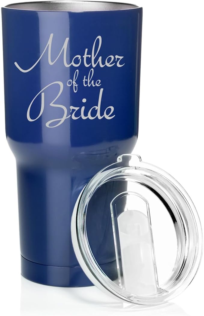 Smooth Body Tumbler Stainless Steel Vacuum Insulated Travel Mug Cup Gift Mother Of The Bride (Blue, 30 oz)