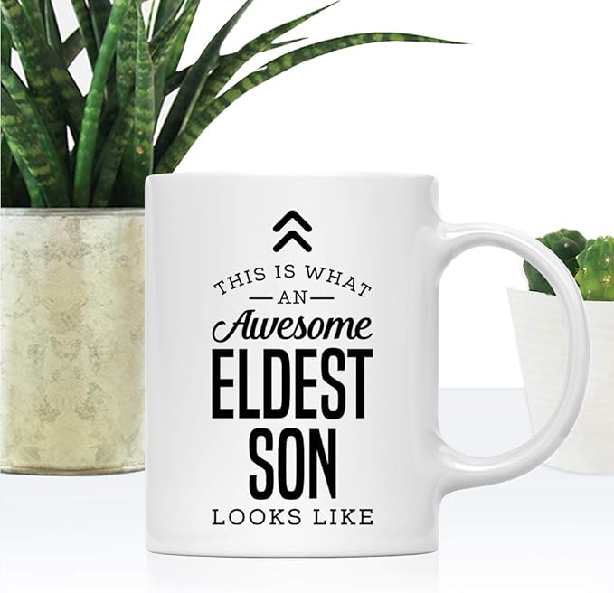 Andaz Press 11oz. Ceramic Coffee Tea Mug Thank You Gift, This is What an Awesome Eldest Son Looks Like, 1-Pack, Birthday Christmas Gift Ideas Coworker Him Her, Includes Gift Box