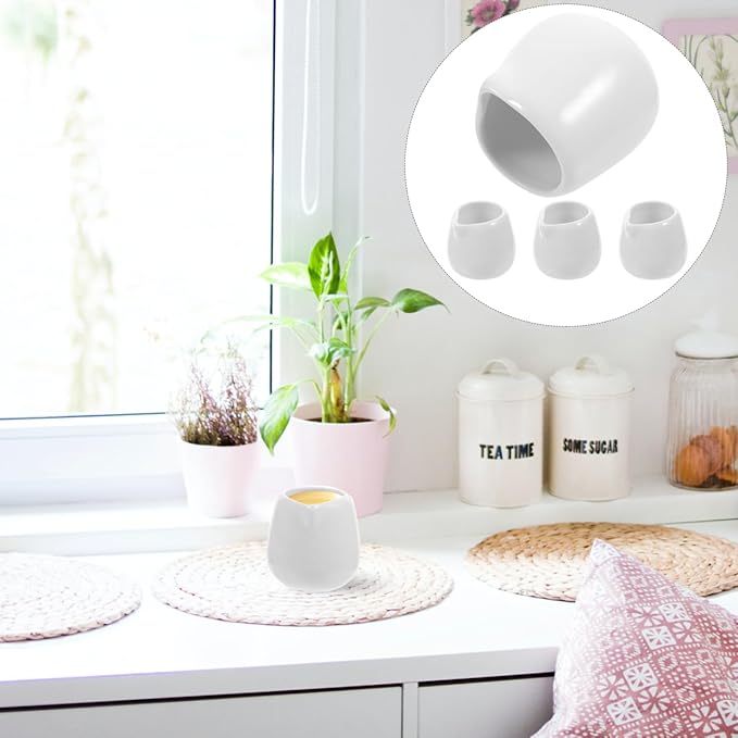 Mini White Ceramic Pitcher, 4pcs 1.7oz Ceramic Cream Jugs Porcelain Classic Creamers, Small Sauce Pitcher Serving Coffee Tea Milk Kitchen Serving Dispenser