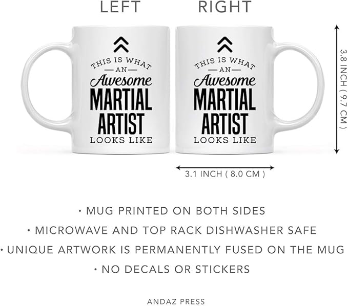 Andaz Press 11oz. Ceramic Coffee Tea Mug Thank You Gift, This is What an Awesome Martial Artist Looks Like, 1-Pack, Birthday Christmas Gift Ideas Coworker Him Her, Includes Gift Box