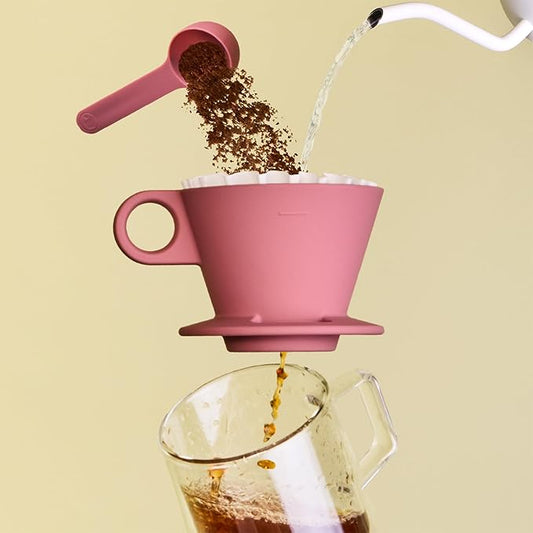 Verve Dwell Dripper Pour Over Coffee Maker Set, Non-Electric Coffee Dripper, Manual Brew Maker (Pink)