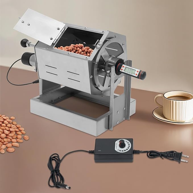 Coffee Bean Roaster, Coffee Roaster Machine for Home Use, Peanut Roasters Gas Burner Drum Type, 0.66-2.65 lb Capacity, Stainless Steel for Homes and Commercial