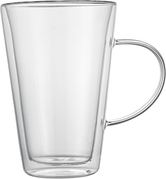 Restaurantware Glass Espresso Cups 12 Count 14 Ounces Borosilicate Double Wall Glass Coffee Mugs Insulated Clear Tea Drinkware for Hot or Cold Beverages