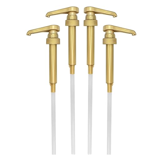 HANDIT - Gold Coffee Syrup Pumps | Fits 25.4oz/750ml Liter Torani, Skinny, Davinci and Monin 33.8oz Plastic Bottles | Does Not Fit Monin Glass Bottles 750ml | 4-Pack