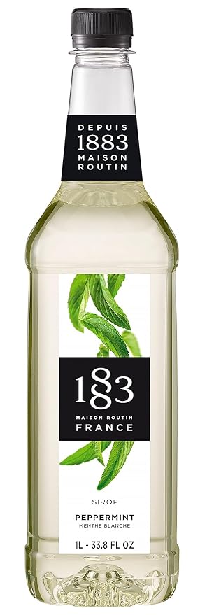 1883 Peppermint Syrup for Drinks, Made in France, 1 Liter Plastic Bottle