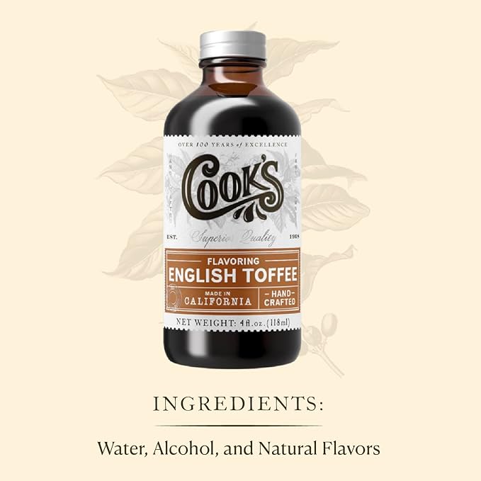 Cook's, English Toffee Flavoring for Baking, Icing, Cinnamon Rolls, Scones, 8 oz