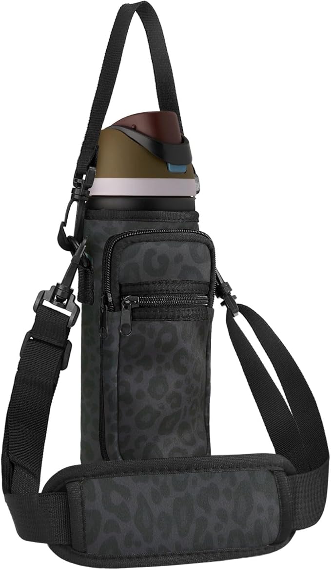 Neoprene Water Bottle Holder Bag with Cell Phone Pocket Compatible with Owala FreeSip 24 oz，Water Bottle Carrying Bag ，with Adjustable Shoulder Strap,for 24oz Stainless Steel Water Bottle