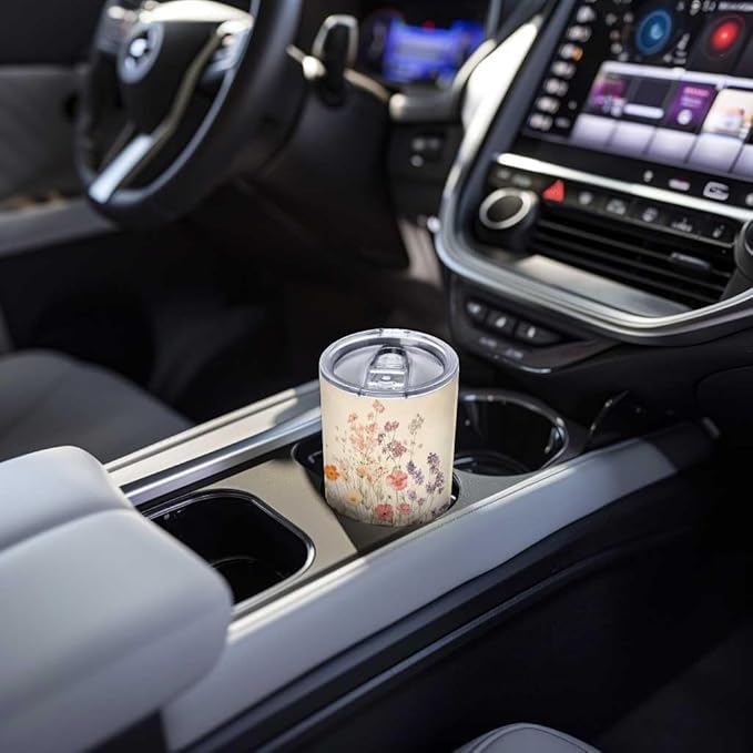 Wild Flower Tumbler 20 oz, Stainless Steel Travel Mug with Leak-Proof Lid and Retractable Straw, Floral Insulated Cup for Coffee, Tea and Iced Drinks, Birthday and Christmas Gifts for Women
