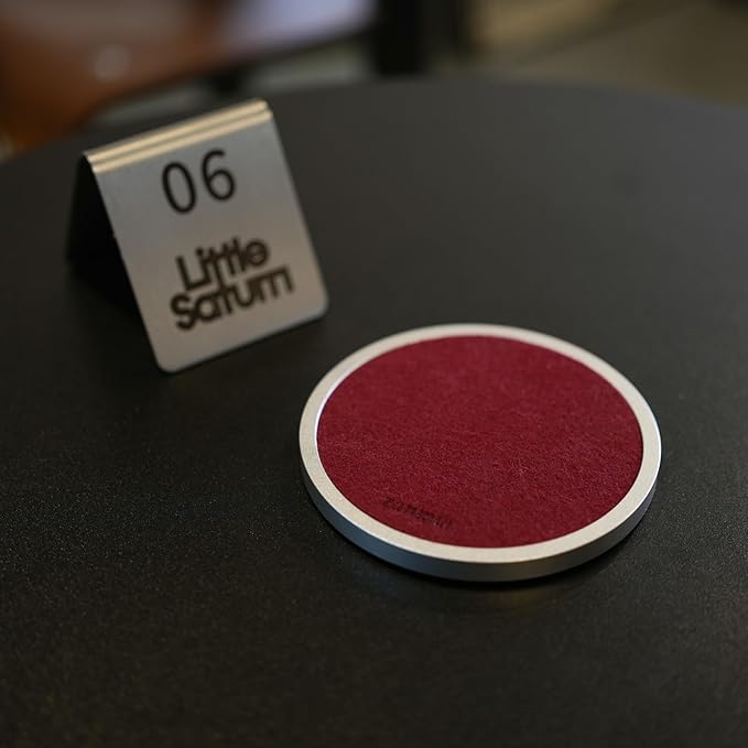 Absorbent Coasters with 1 Aluminum Base & 3 Felt Pads - 4 Inch, Replaceable Inserts, Non-Slip Metal Coaster for Hot/Cold Drinks, Home/Office/Bar Use (Holly Berry Red)