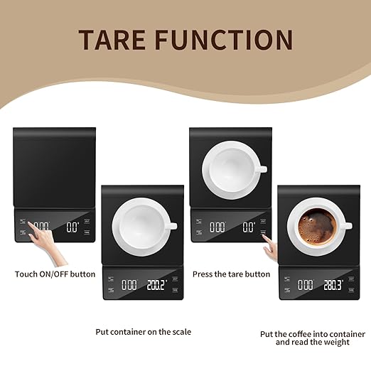 3kg/0.1g High Precision Coffee Scale, Espresso Scale with Timer, Backlit LCD Display, Tare Function, and Unit Conversion for Espresso, Pour Over, Drip Brewing