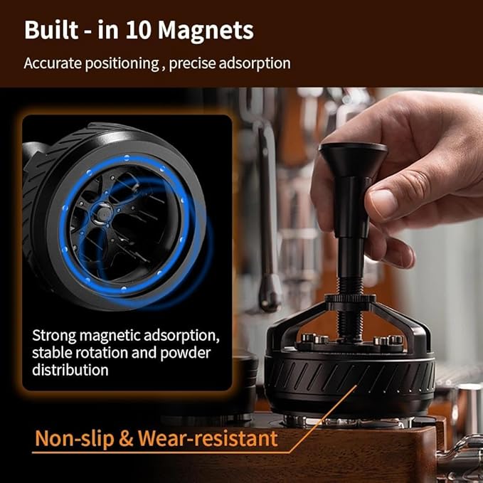 Coffee WDT Tool 58mm, Espresso Distribution Tool with Adjustable Depth Needle and Magnetic Base for Barista, Coffee Distributor with 0.25mm x 14 Coffee Stirrer, Espresso Accessories