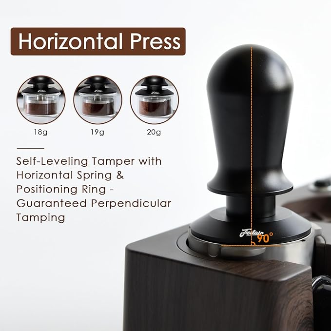 Feilair 54mm Espresso Tamper, Triple Spring Loaded Tamper, Coffee Tamper with Stainless Steel Ripple Base, Self Leveling Tamper for Barista, Compatible with 53mm/54mm Breville Portafilter