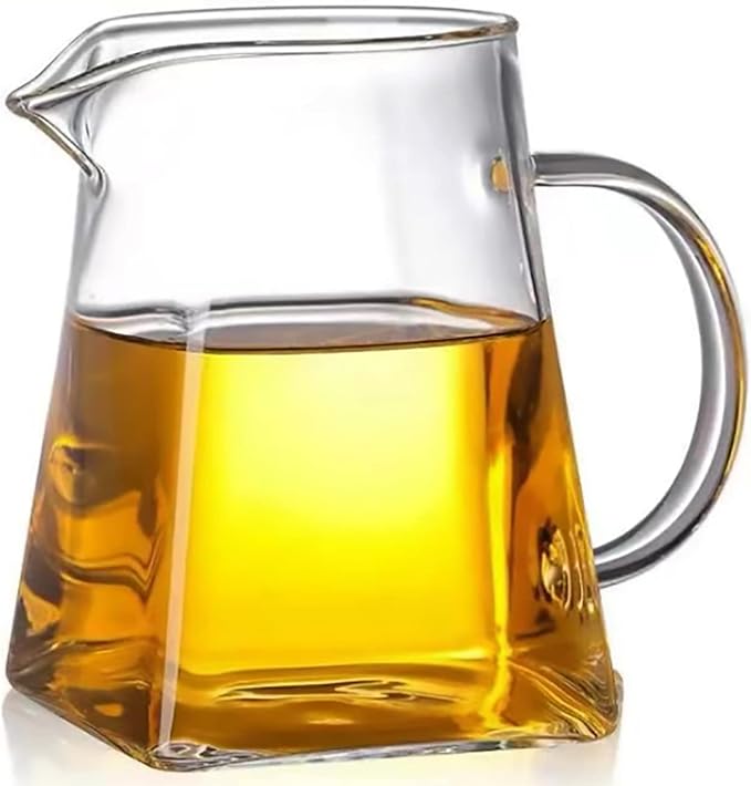 Glass Pitcher with Handle, Milk and Cream Pitcher Cup Jug, Heat Resistant Borosilicate Glass Creamer for Coffee Tea or Maple Syrup Serving, Stovetop & Microwave Safe (18oz/ 550ML)