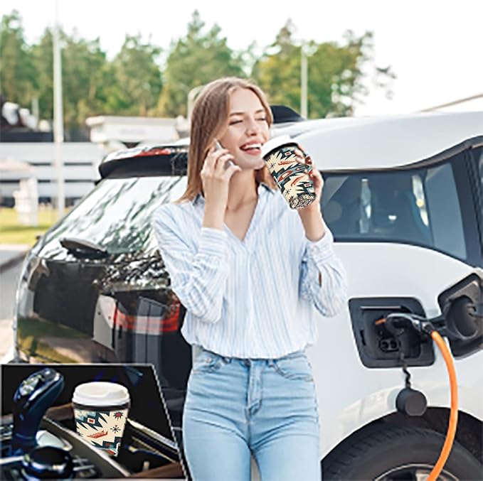 Reusable Iced Coffee Cup Sleeve Aztec Western Neoprene Insulated Sleeves Cup Holder with handle Idea for 16oz - 18oz